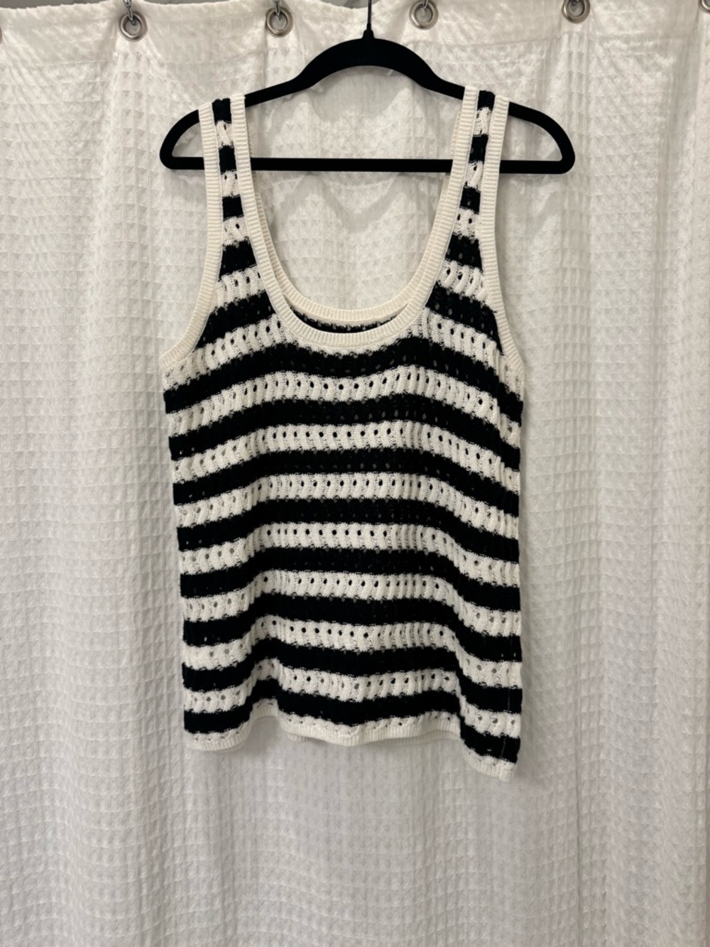 Black & White Striped Knit Tank Top
